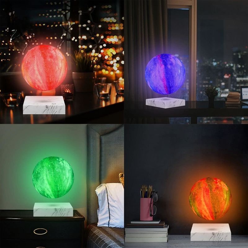 घूर्णन राल चुंबकीय लेविटेशन लैंप 16 रंगों के साथ तैरता चंद्रमा ग्लोब 3D